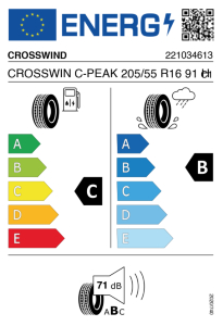 Etichetta europea CROSSWIN C-PEAK 205/55 R16 91 H - C, B, 2, 71dB