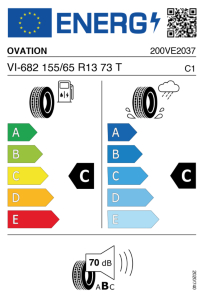 Etichetta europea OVATION VI-682 155/65 R13 73 T - C, C, 2, 70dB